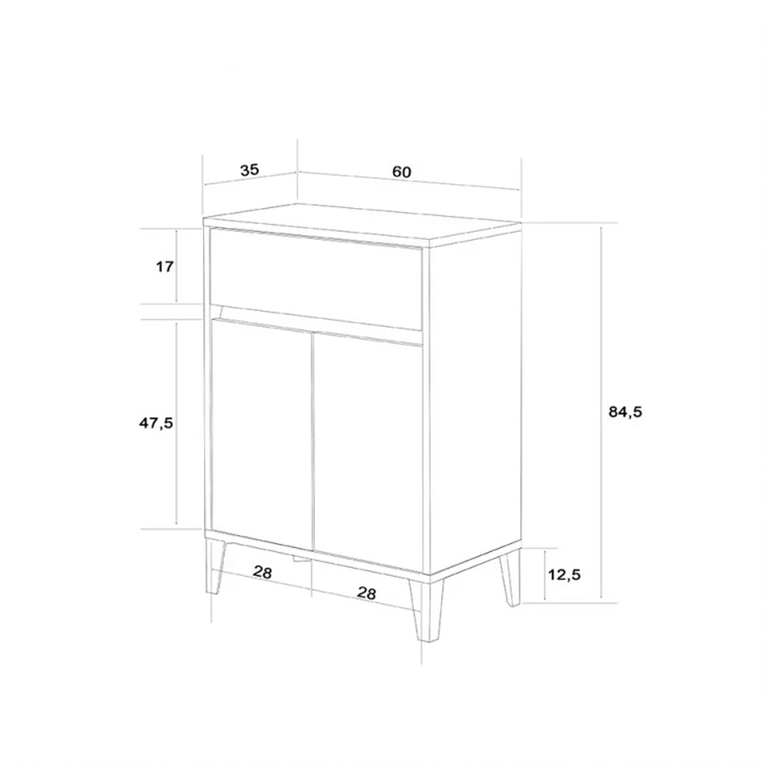 Base a due ante e un cassetto Cubi&Co serie Mondial 60x85x35 cm - Rovere scuro 2