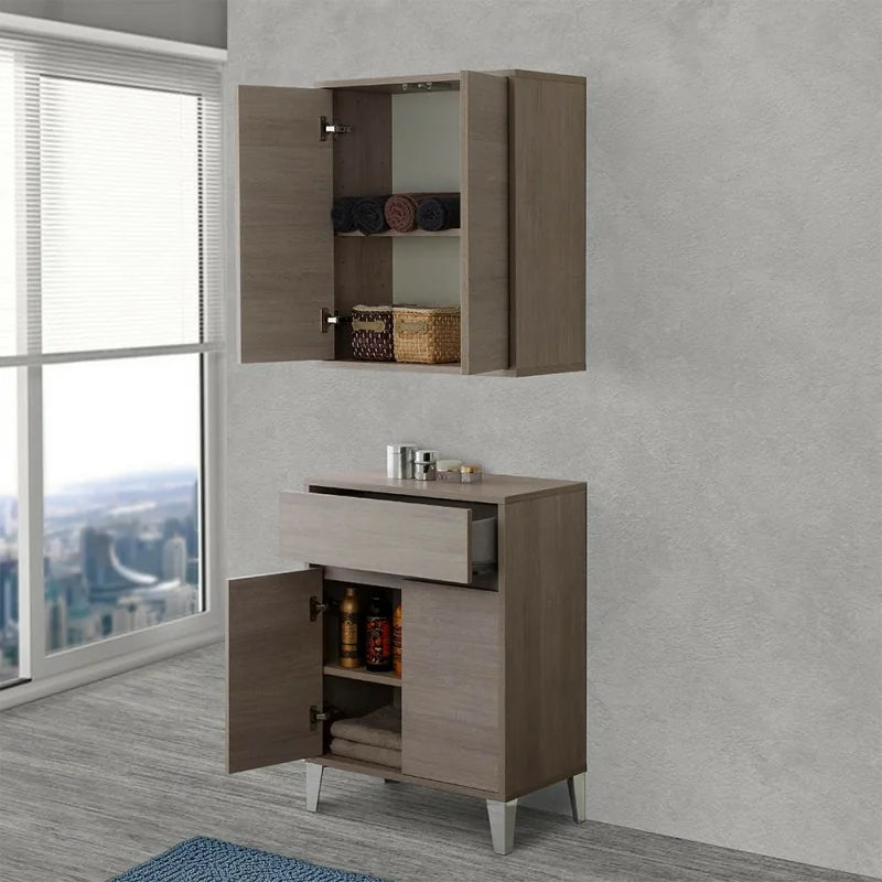 Base a due ante e un cassetto Cubi&Co serie Mondial 60x85x35 cm - Rovere scuro 3