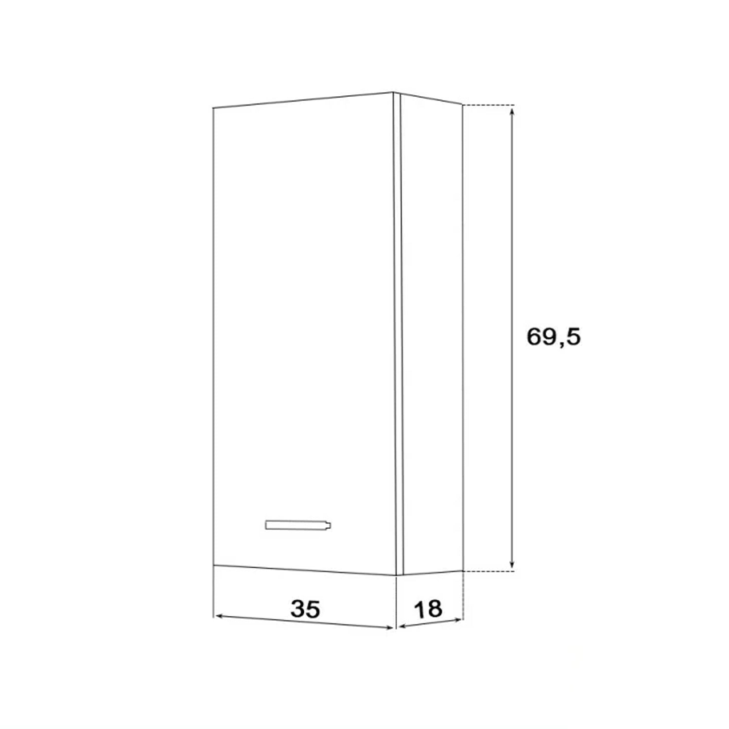Pensile in nobilitato melaminico con un'anta Cubi&Co serie Star 35x70x18 cm - Grigio 3
