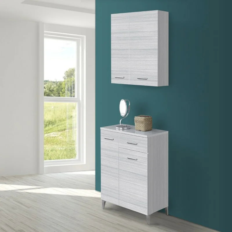 Pensile a due ante Cubi&Co serie Star con apertura tradizionale 60x70x18 cm - Grigio 3