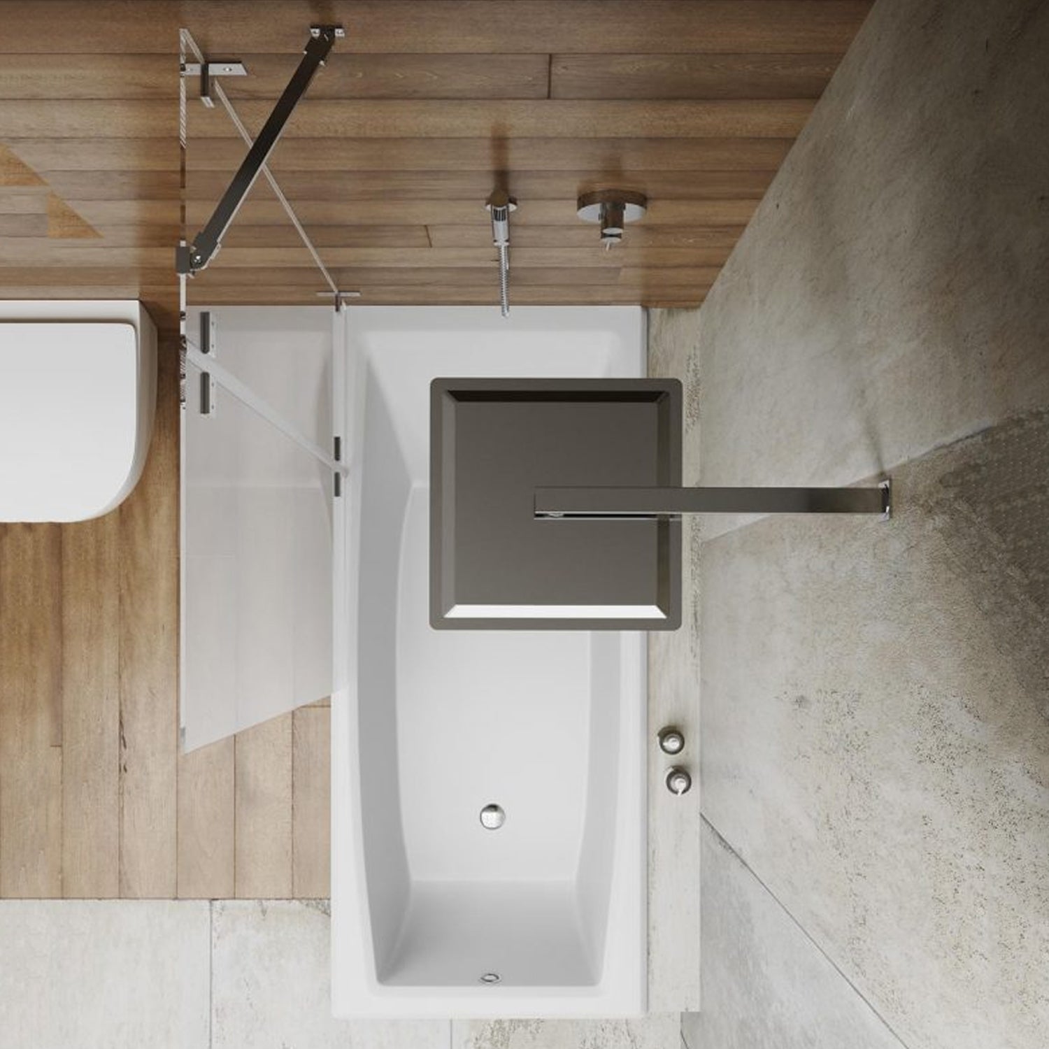 Parete vasca battente in vetro trasparente da 6 mm e reversibile di DocciaGo - Cromo