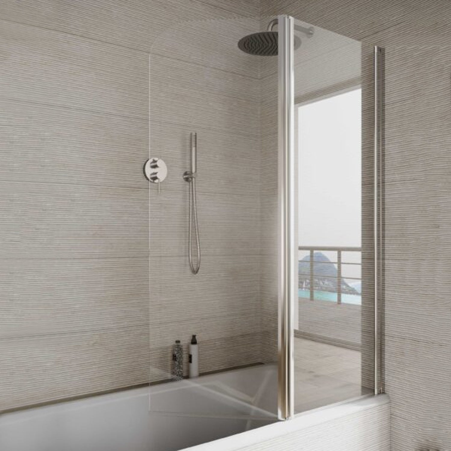 Parete vasca con apertura a soffietto in vetro trasparente da 6 mm e reversibile di DocciaGo - Cromo