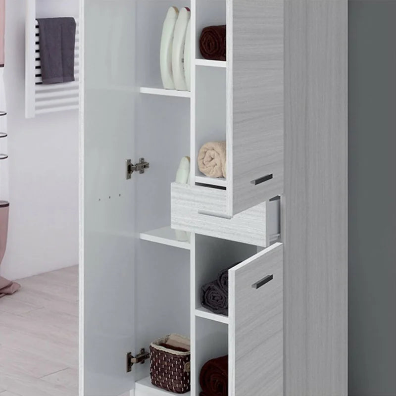 Colonna portasciugamani tre ante e un cassetto Cubi&Co serie Star 60x154x34 cm - Grigio 2