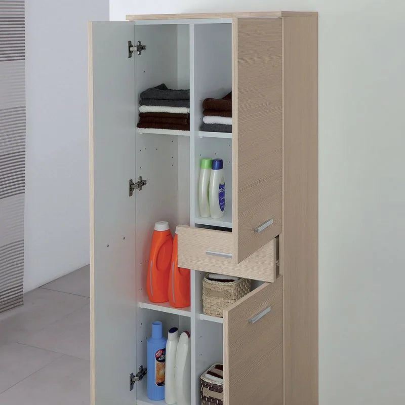 Colonna portasciugamani tre ante e un cassetto Cubi&Co serie Star 60x154x34 cm - Larice 3