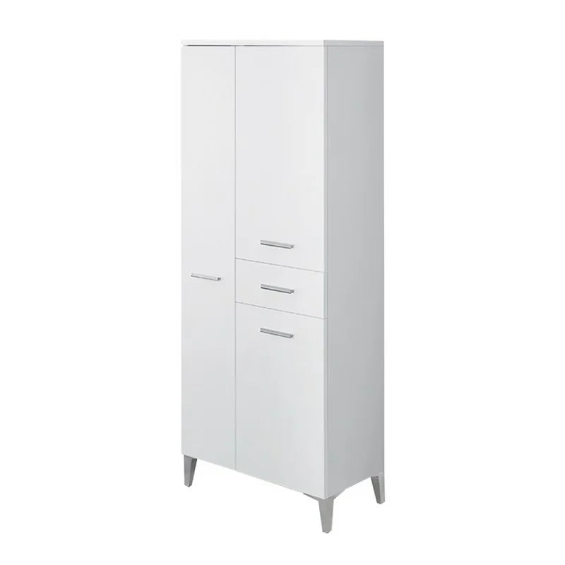 Colonna portasciugamani tre ante e un cassetto Cubi&Co serie Star 60x154x34 cm - Bianco lucido