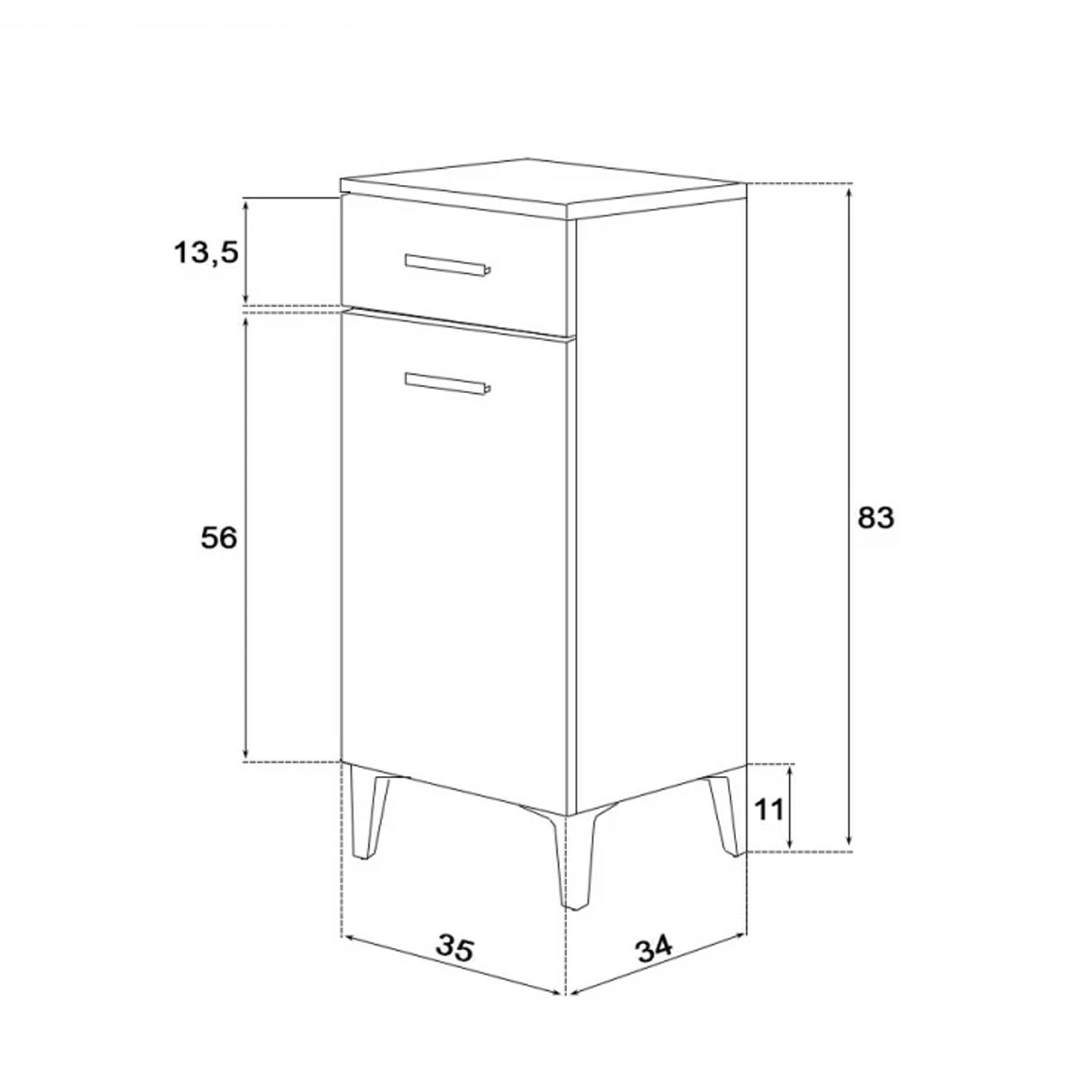 Base a un'anta e un cassetto Cubi&Co serie Star 35x83,5x34 cm - Rovere dolomite 2