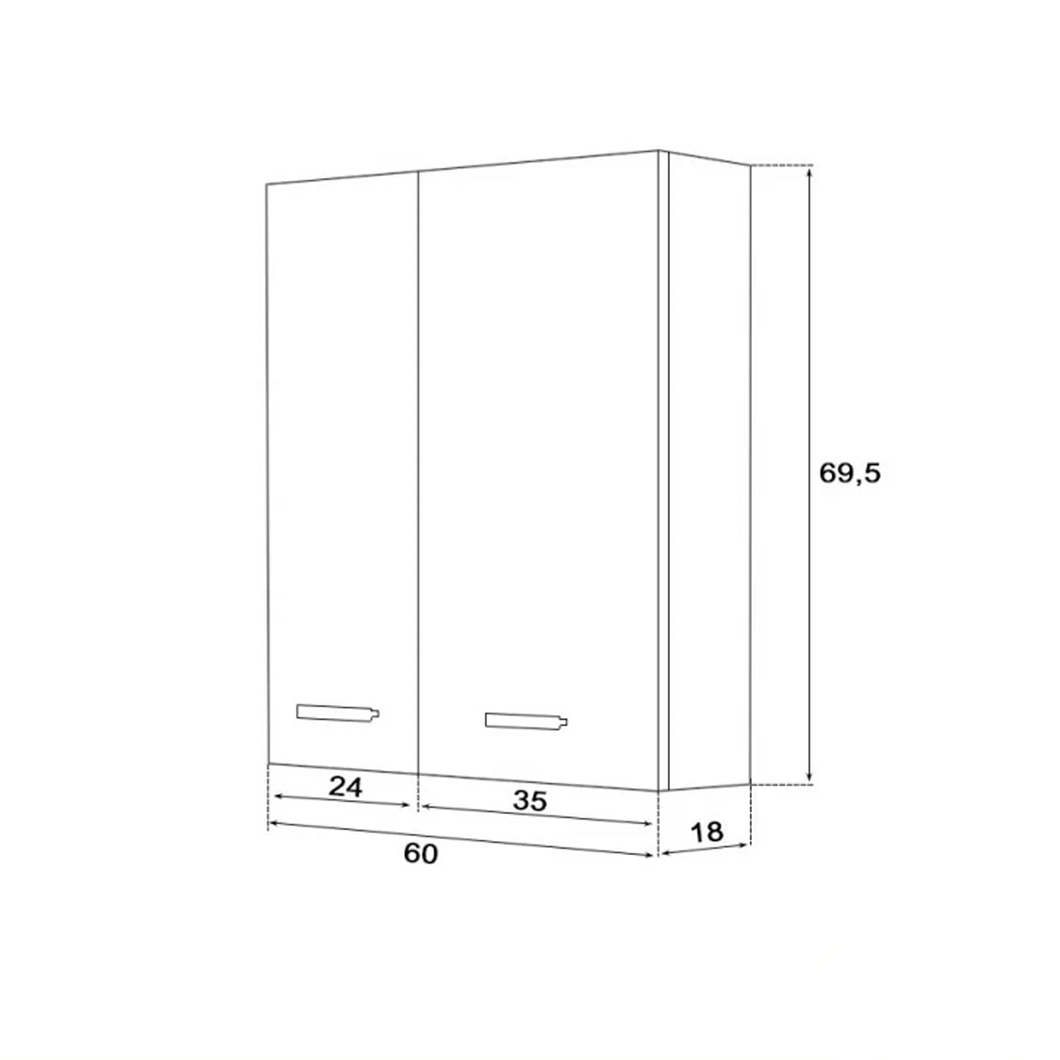 Pensile a due ante Cubi&Co serie Star con apertura tradizionale 60x70x18 cm - Rovere dolomite 2
