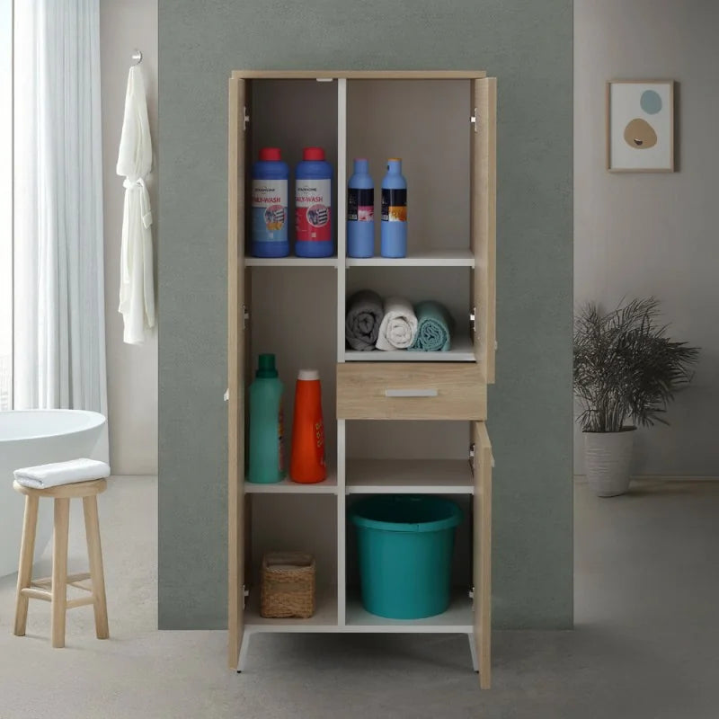 Colonna portasciugamani tre ante e un cassetto Cubi&Co serie Star 60x154x34 cm - Rovere dolomite 3