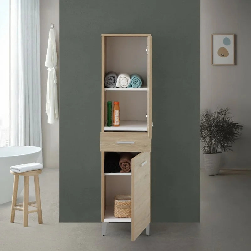 Colonna portasciugamani due ante e un cassetto Cubi&Co serie Star 35x154x34 cm - Rovere dolomite 3