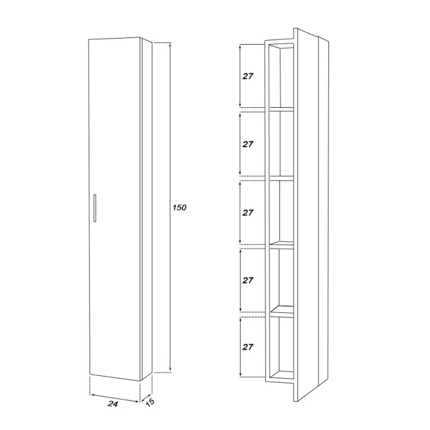 Pensile a un'anta lunga Cubi&Co serie Star 24x150x15 cm - Rovere dolomite 2