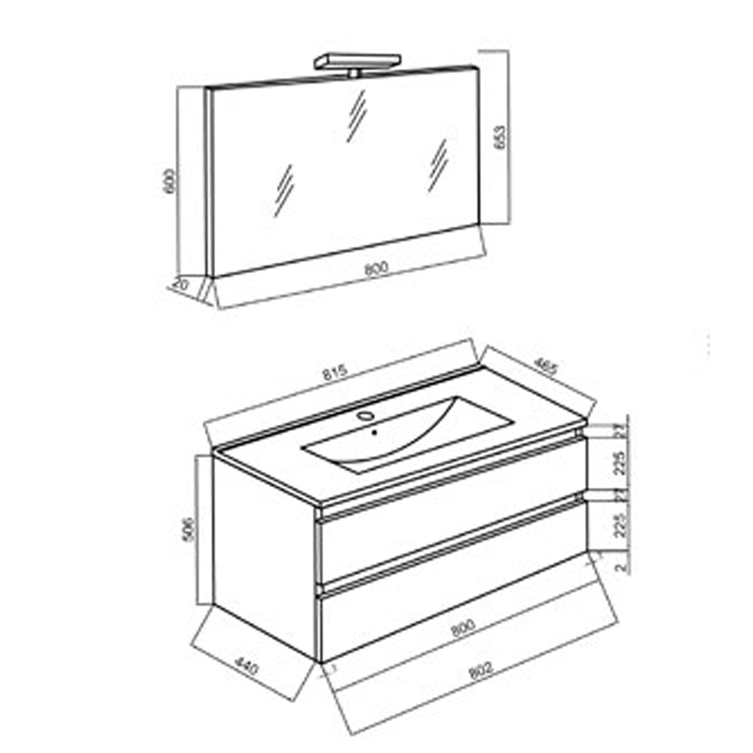  Mobile bagno 80 cm con lavabo e specchiera Cubi&Co Symmetry Classic 2 - Bianco Lucido by CeramicStore | Lo specialista del tuo bagno