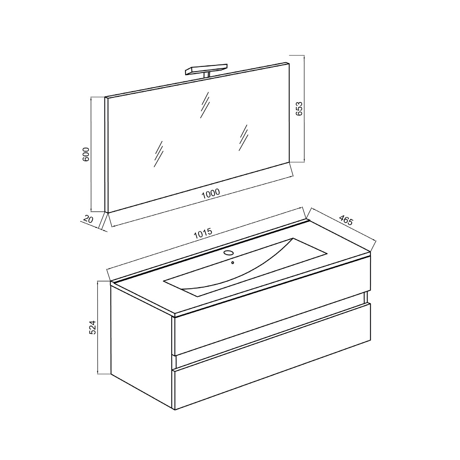  Mobile bagno con lavabo e specchiera Symmetry Classic 4 - Cubi&Co Rovere Grigio by CeramicStore | Lo specialista del tuo bagno