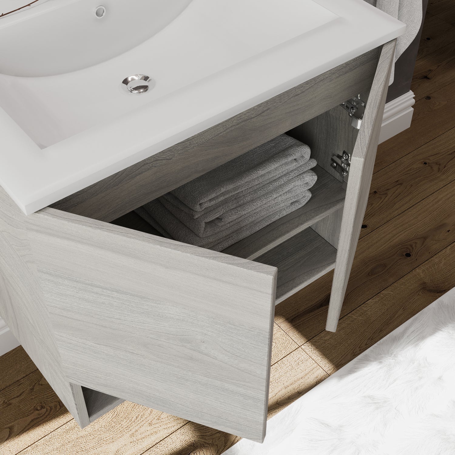  Mobile bagno con lavabo e specchiera Cubi&Co Barcellona 60 cm - Rovere Grigio by CeramicStore | Lo specialista del tuo bagno