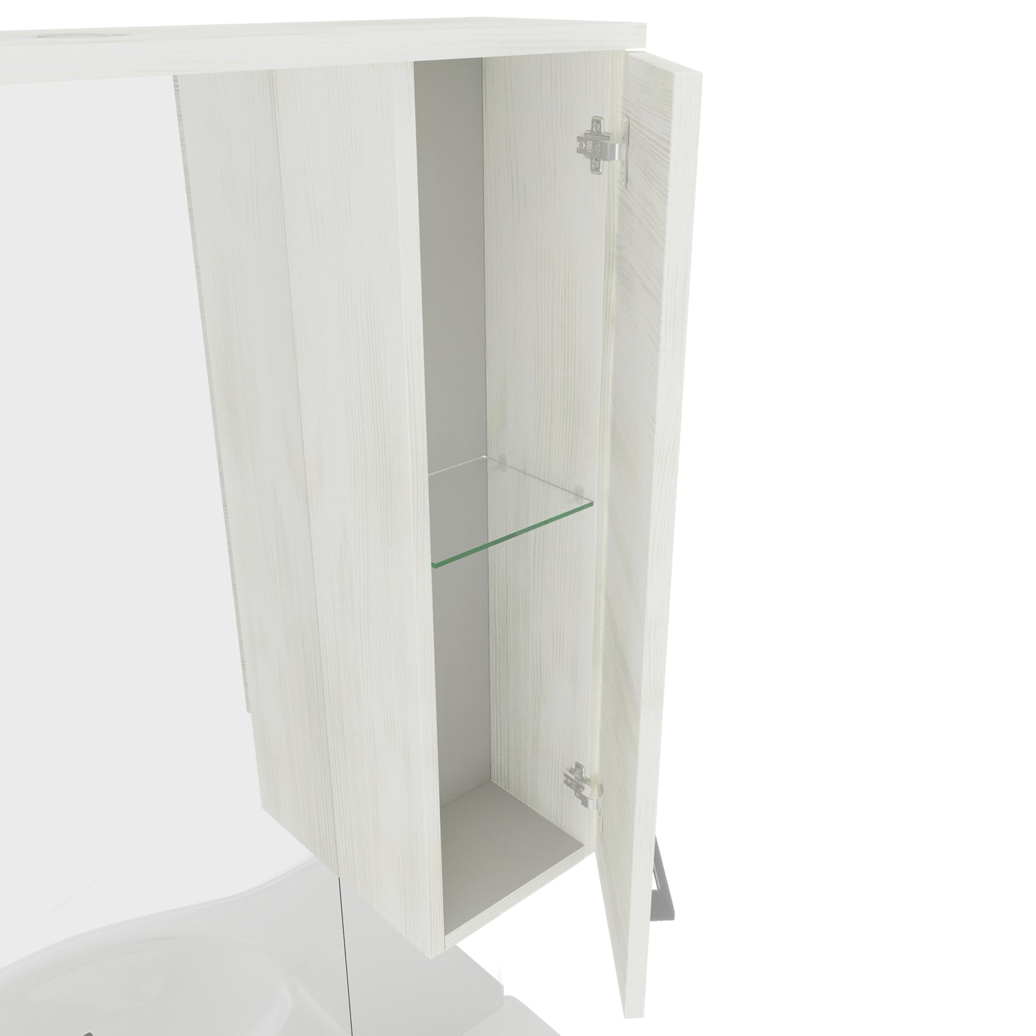  Mobile bagno completo di lavabo e specchio con pensile cm 85 Rovere Bianco Beach2 by CeramicStore | Lo specialista del tuo bagno