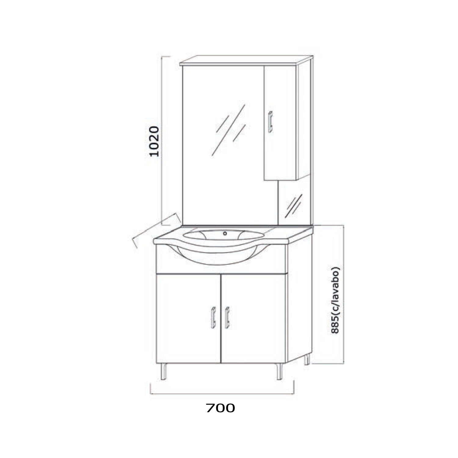 Mobile bagno completo di lavabo e specchio con pensile cm 75 Rovere Bianco Cubi&Co Beach 1 3