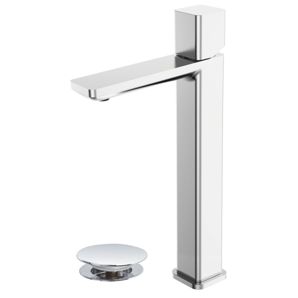 Kit miscelatore lavabo alto + bidet + doccia a una via RubiFlux serie Lilium Modello Chrome con piletta clic-clac in acciaio inox - Cromato lucido 4