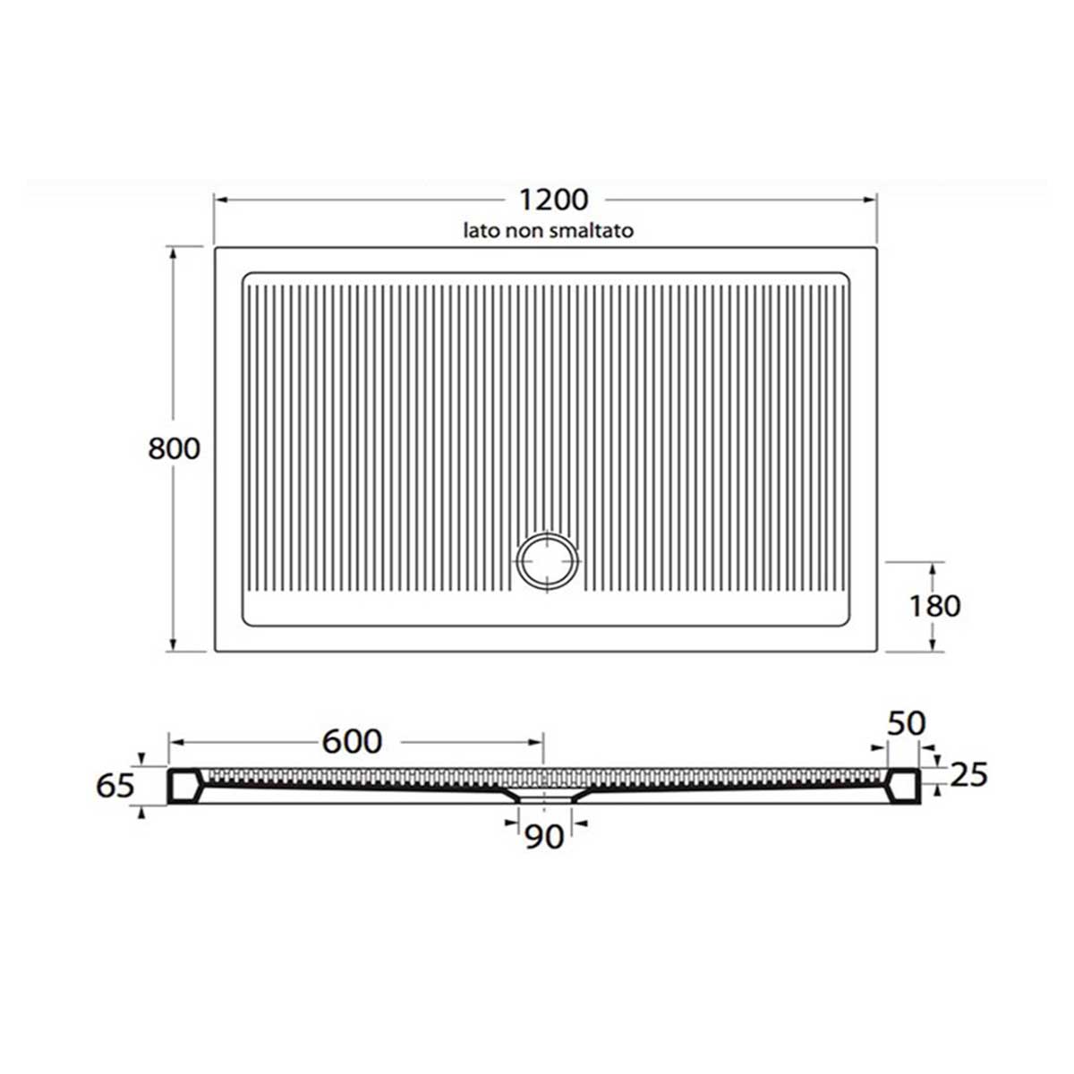  Piatto Doccia in ceramica rettangolare 80X120 Francy alto 6