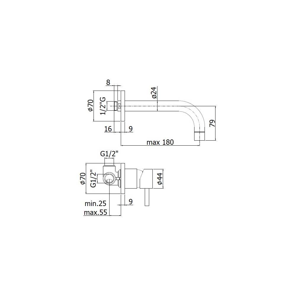 Miscelatore lavabo a parete serie Stick modello SK006ST70 steel looking Paffoni by CeramicStore | Lo specialista del tuo bagno