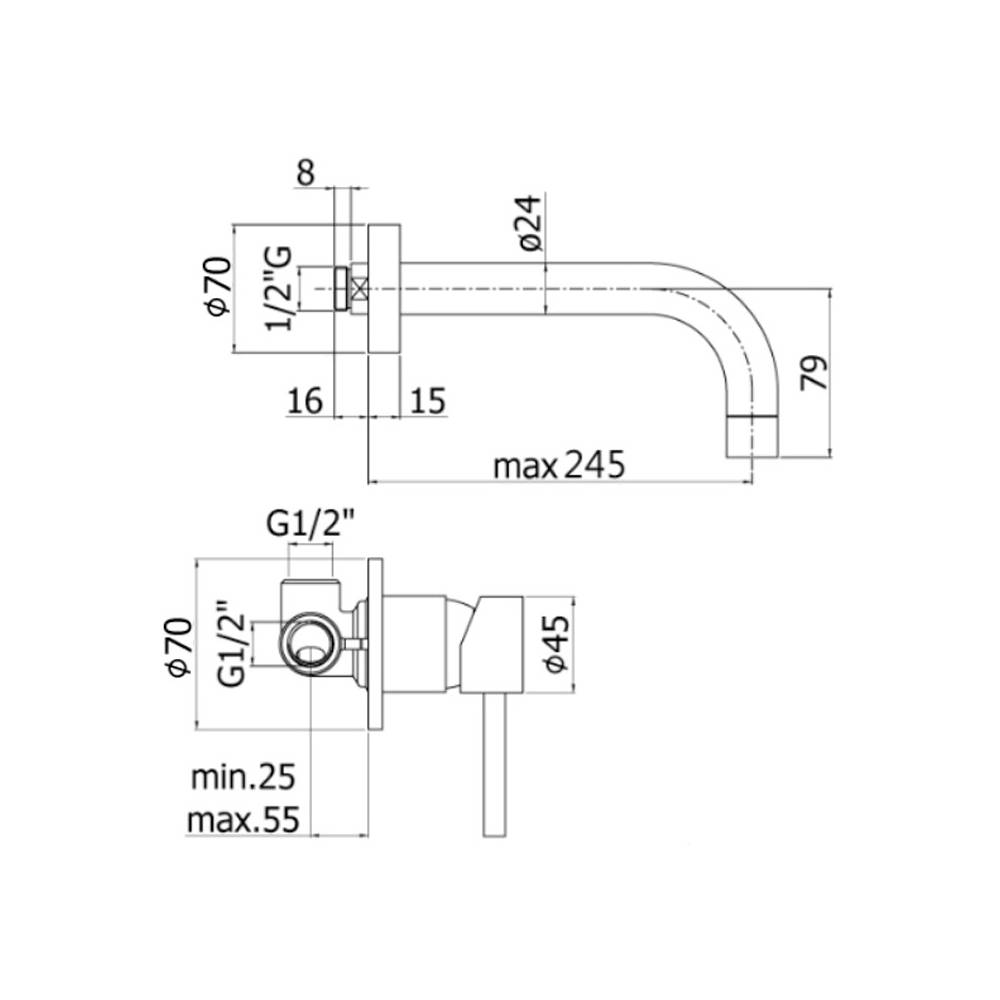  Miscelatore doccia a parete serie Stick modello SK007ST70 steel looking Paffoni by CeramicStore | Lo specialista del tuo bagno