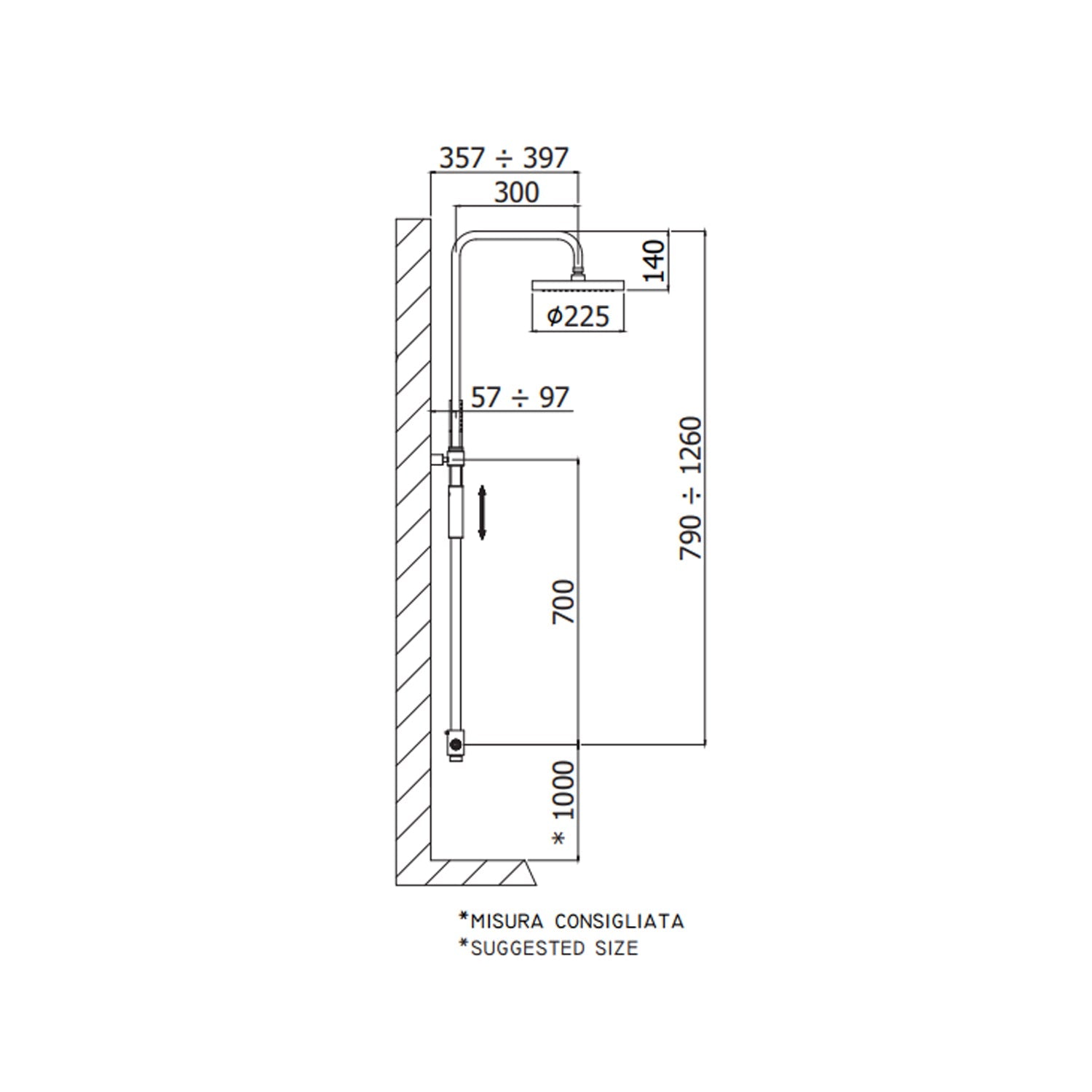  Colonna doccia regolabile Master plus completa di doccia Birillo in ABS Paffoni - Cromato by CeramicStore | Lo specialista del tuo bagno