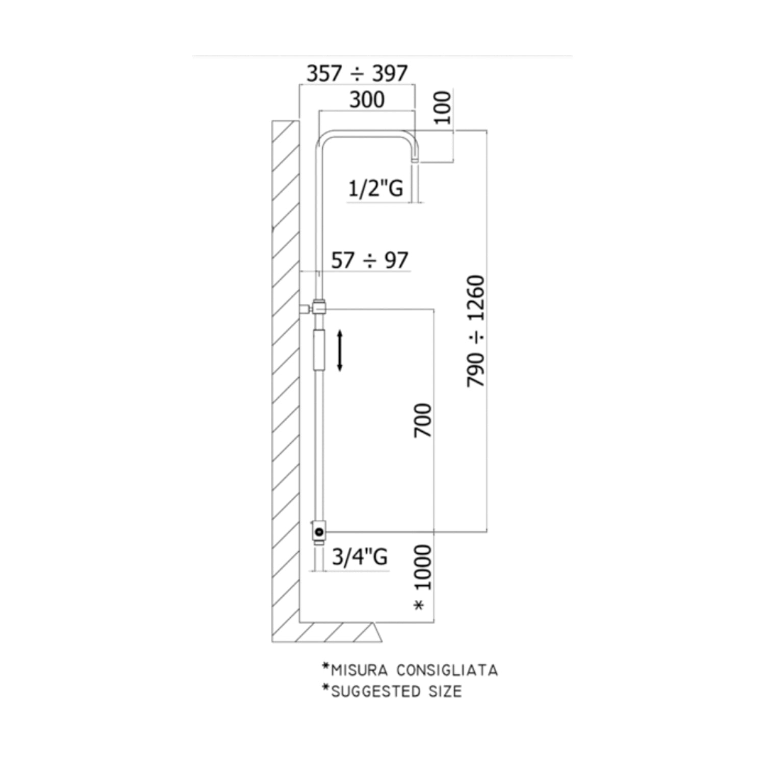 Colonna doccia regolabile Master Plus Paffoni - Cromato by CeramicStore | Lo specialista del tuo bagno