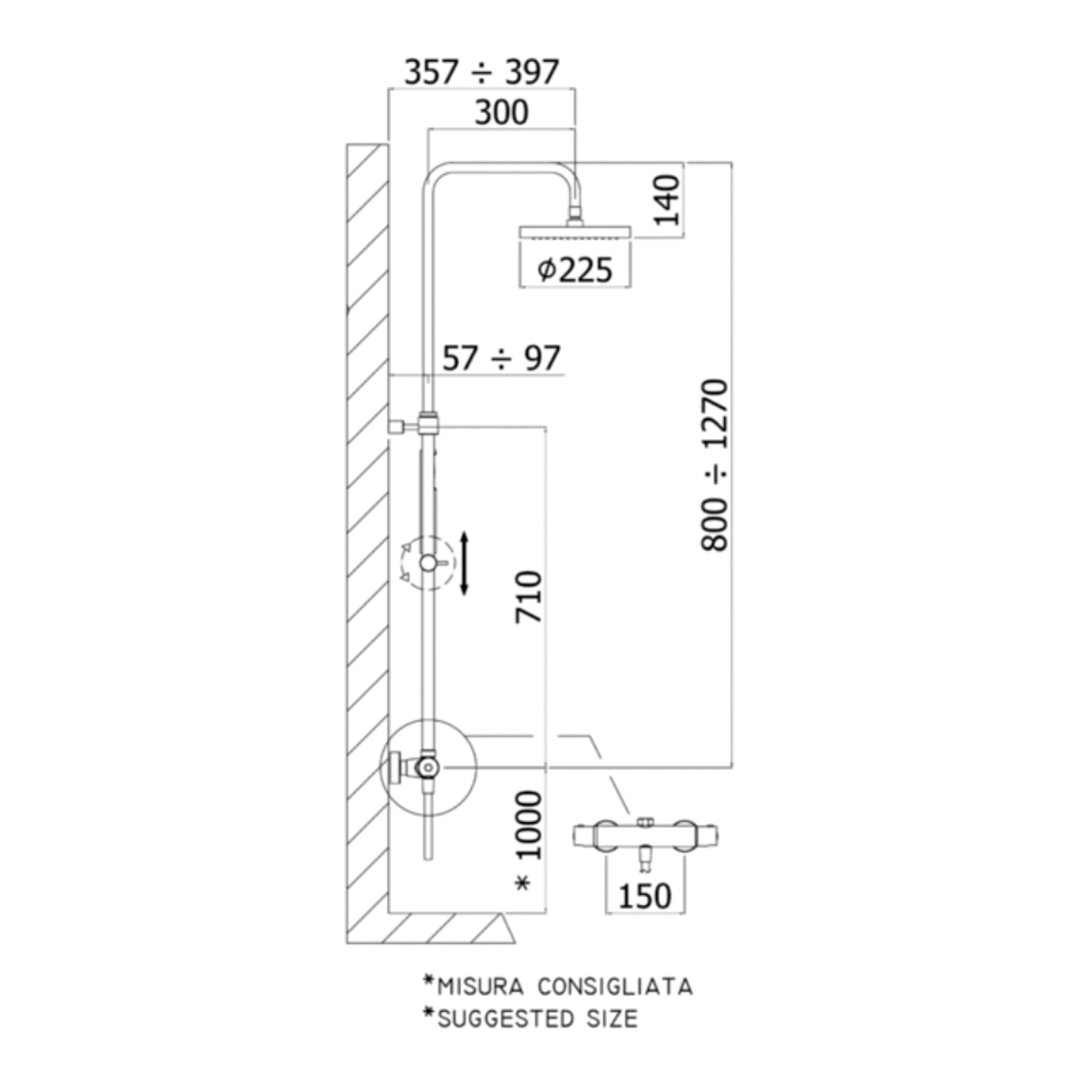  Colonna doccia regolabile Mini Birillo Comfort con miscelatore termostatico Paffoni - Cromato by CeramicStore | Lo specialista del tuo bagno