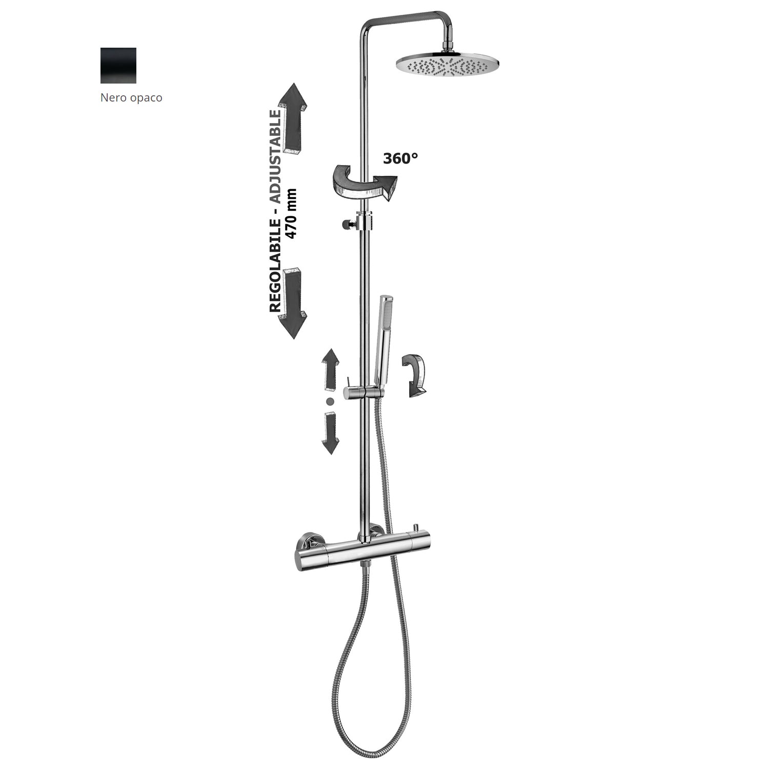 Colonna doccia regolabile Mini Birillo con soffione Master