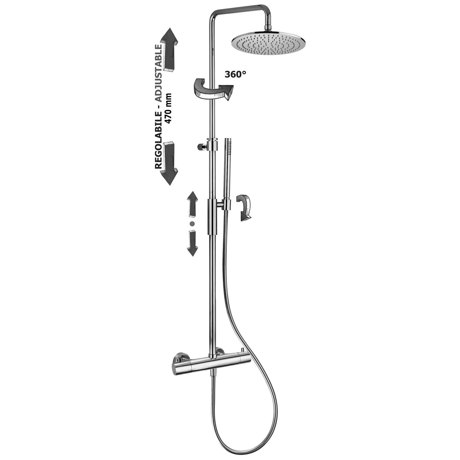 Colonna doccia regolabile Birillo con soffione Master King Paffoni - Cromato by CeramicStore | Lo specialista del tuo bagno