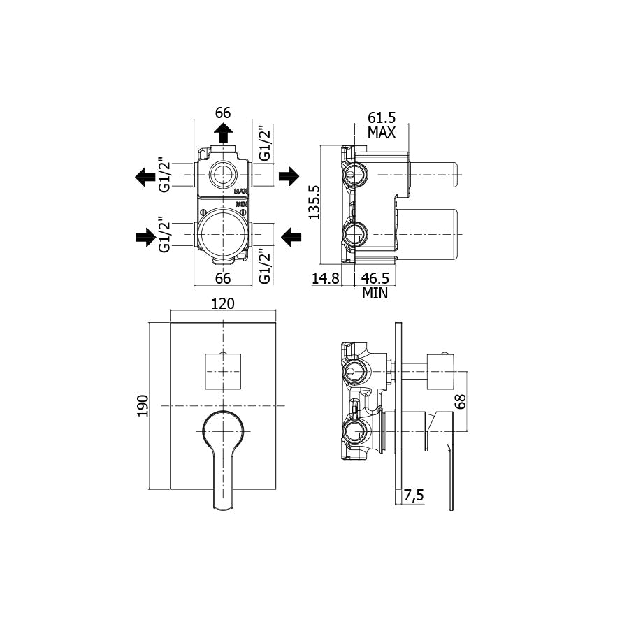  Miscelatore a incasso doccia 3 uscite Paffoni Red con piastra in metallo by CeramicStore | Lo specialista del tuo bagno