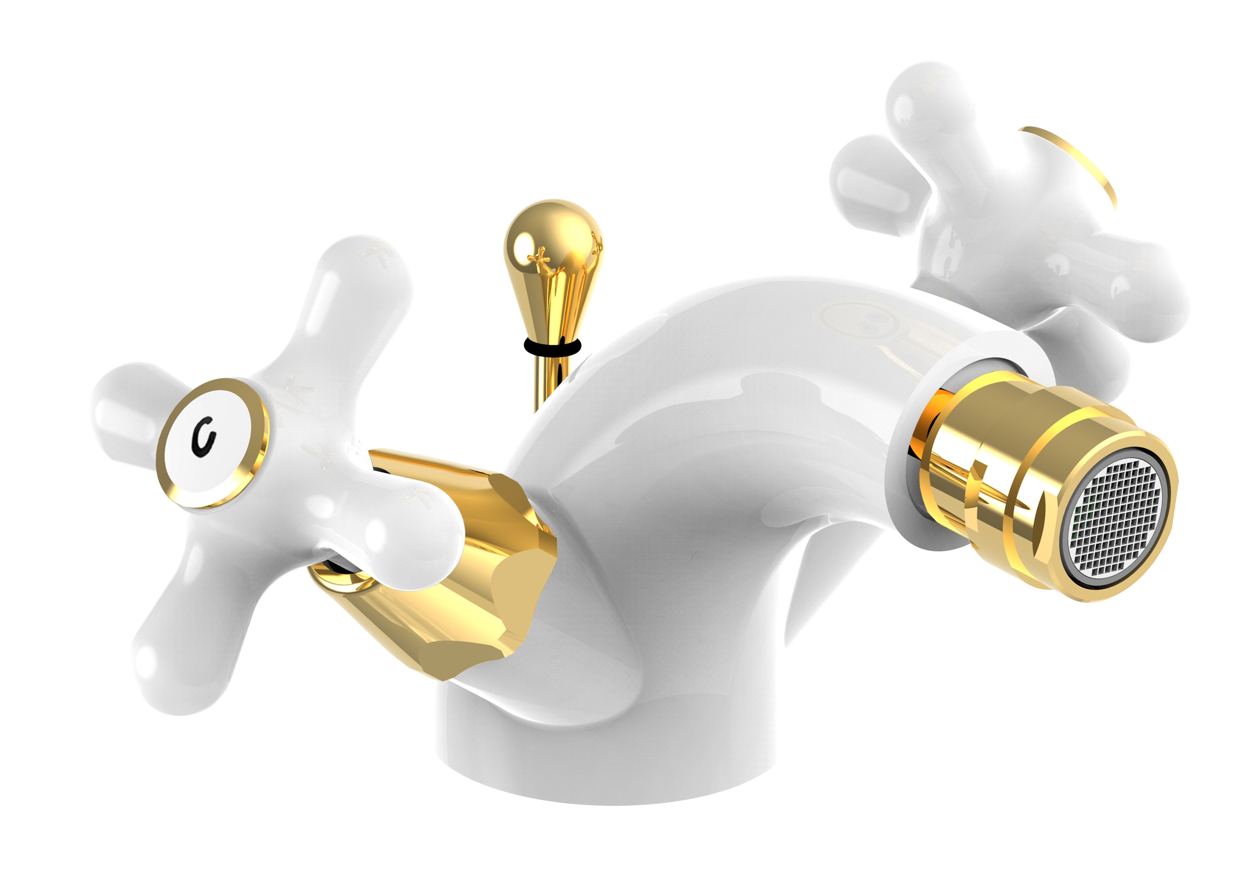 Monoforo bidet con scarico automatico Paffoni serie Iris - Bianco/Gold by CeramicStore | Lo specialista del tuo bagno