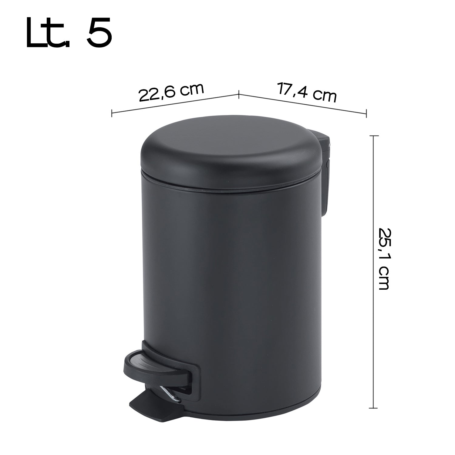  Portarifiuti 5 lt in Acciaio Inox modello Potty di Gedy - Nero Matt by CeramicStore | Lo specialista del tuo bagno