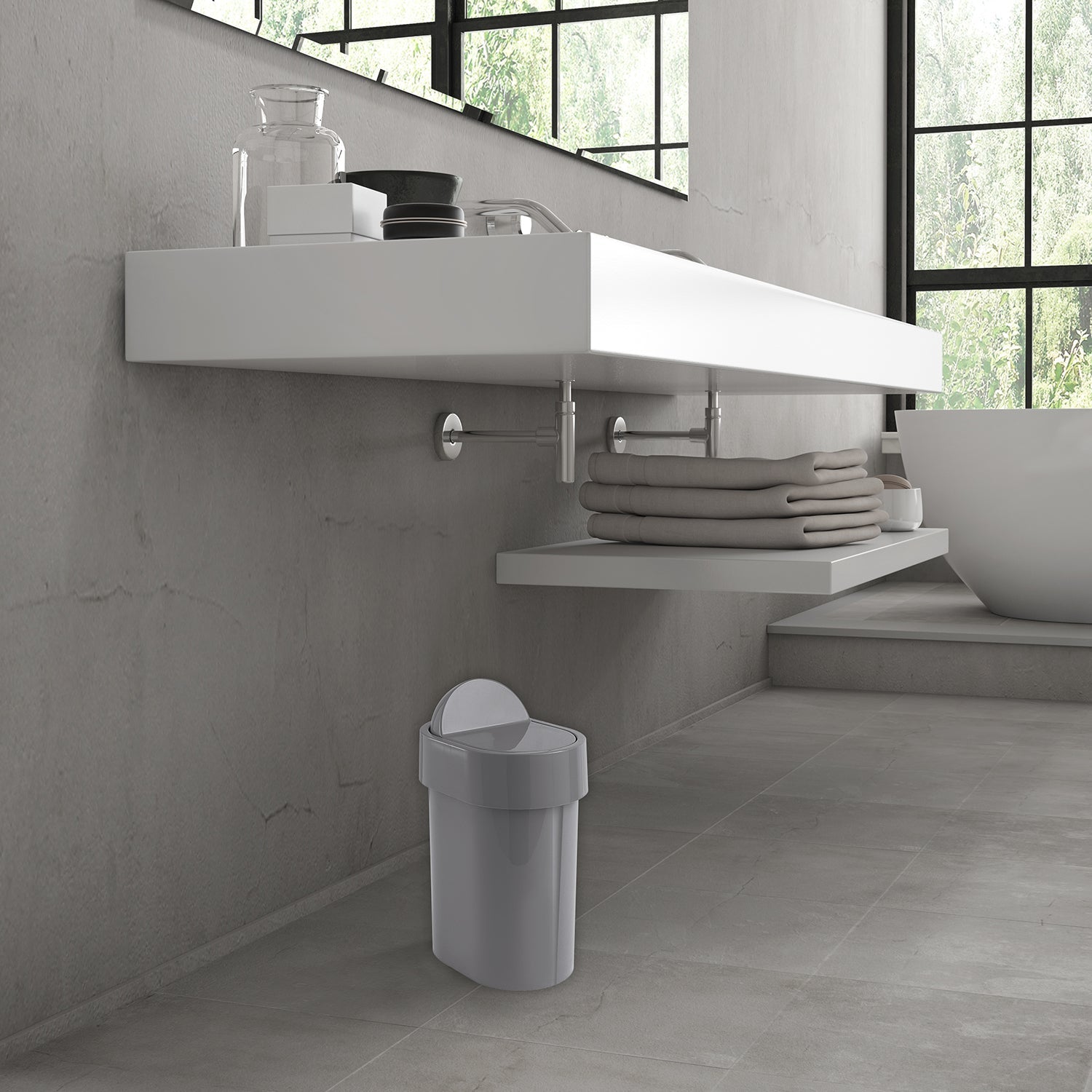  Portarifiuti da appoggio di Gedy serie Junior - Grigio by CeramicStore | Lo specialista del tuo bagno