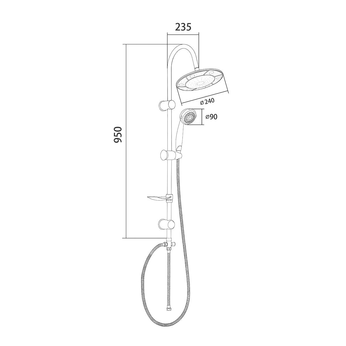 Saliscendi doccia combinato DocciaGo modello Tris con asta 95 cm - Cromo 2
