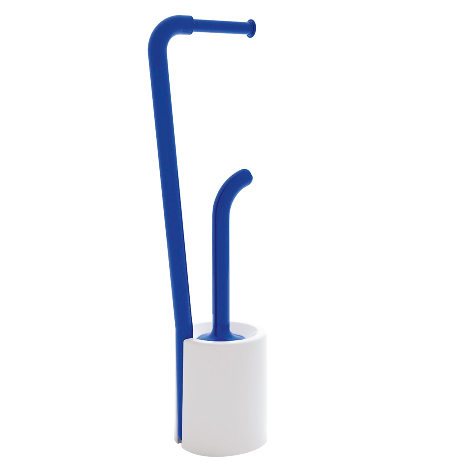 7032-89 - Piantana porta carta igienica e portascopino water Gedy Linea Wendy - Finitura Bianca e Blu