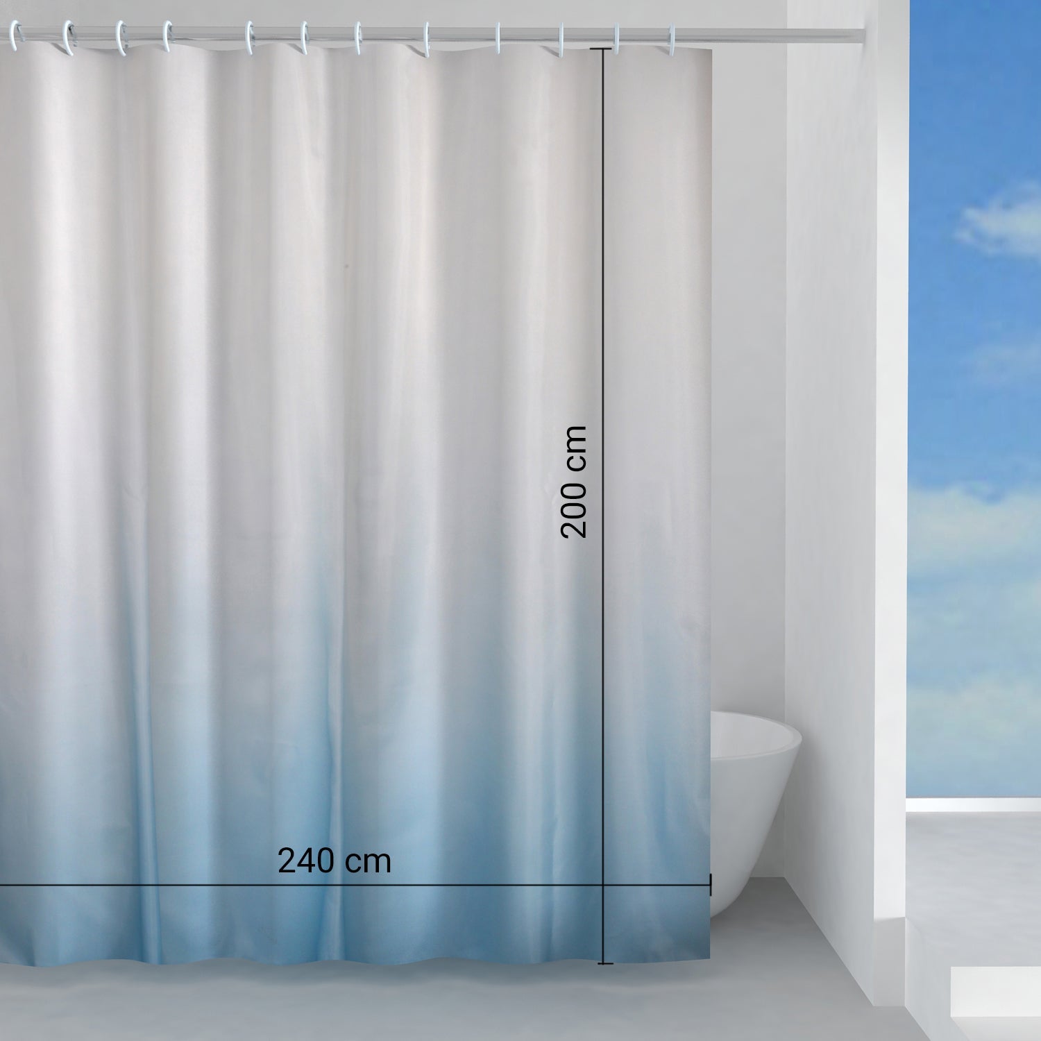  Tenda doccia in tessuto 240x200 cm modello Cielo di Gedy - Celeste by CeramicStore | Lo specialista del tuo bagno