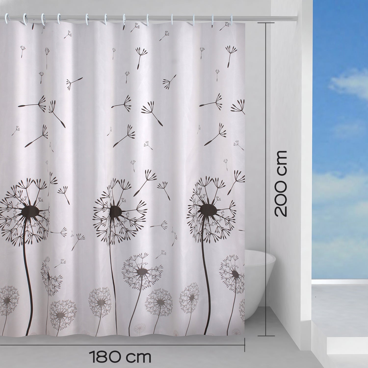  Tenda doccia in tessuto 180x200 cm modello Desiderio di Gedy - Bianco/Nero by CeramicStore | Lo specialista del tuo bagno