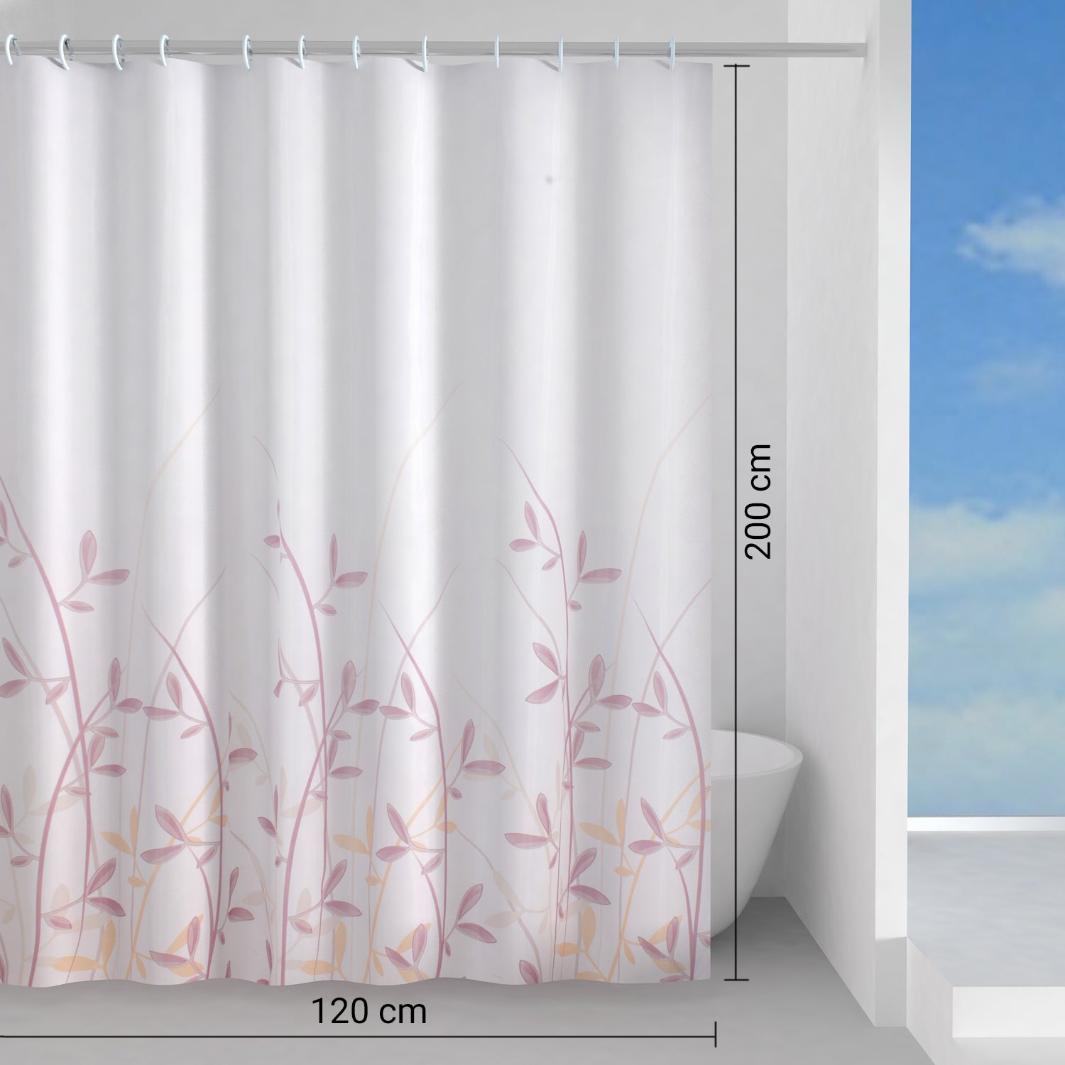  Tenda doccia in tessuto 120x200 cm modello Flora di Gedy - Rosa e Giallo by CeramicStore | Lo specialista del tuo bagno