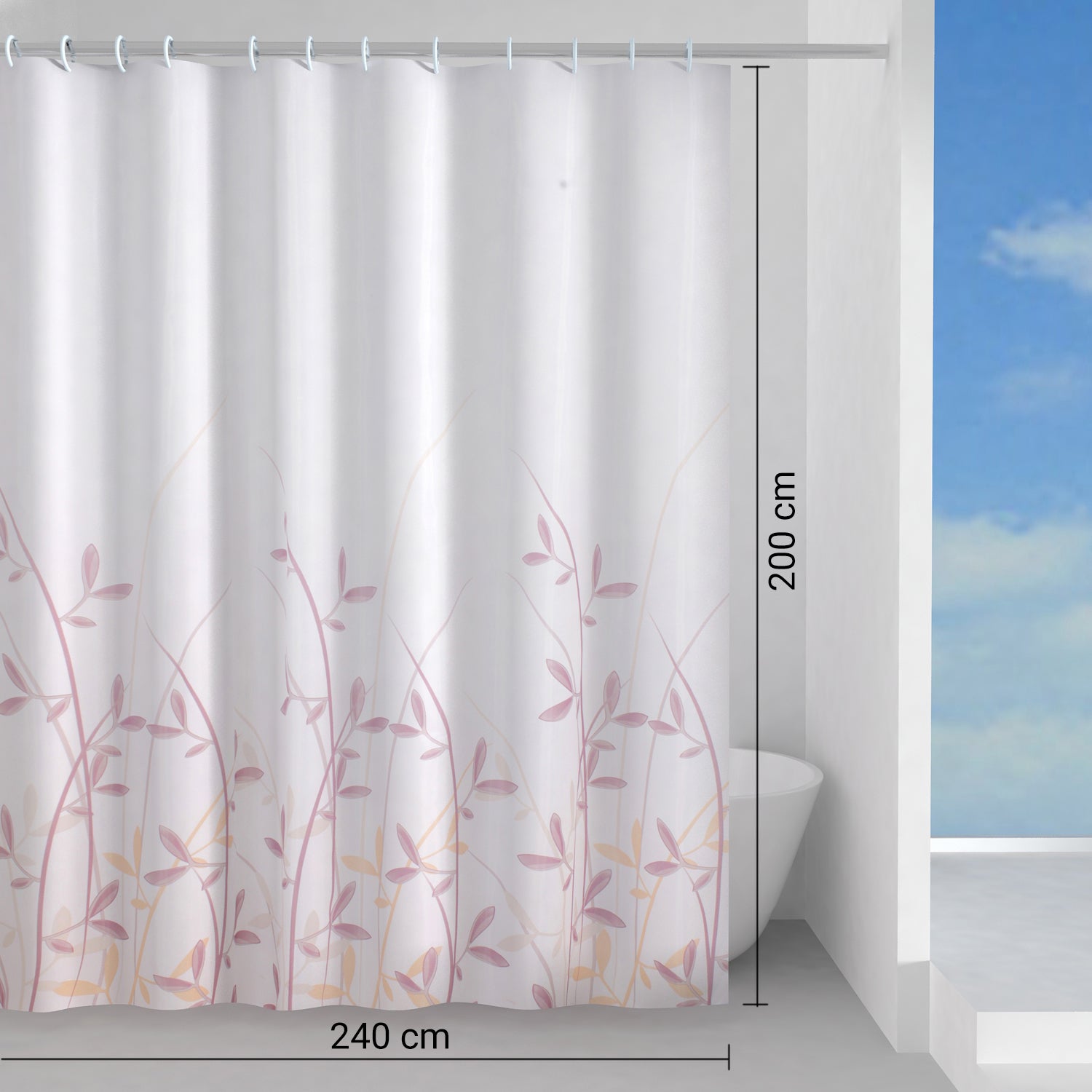  Tenda doccia in tessuto 240x200 cm modello Flora di Gedy - Rosa e Giallo by CeramicStore | Lo specialista del tuo bagno