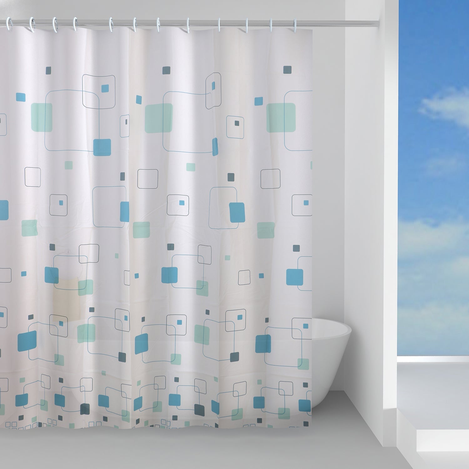 Tenda doccia in Peva 180x200 cm modello Schema di Gedy - Celeste e Turchese by CeramicStore | Lo specialista del tuo bagno