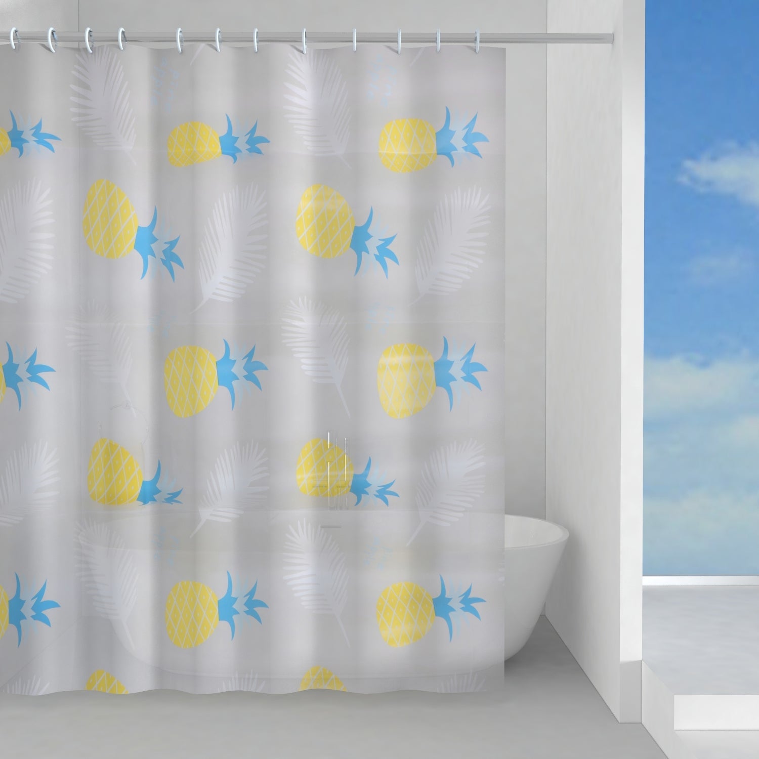 Tenda doccia in Peva 240x200 cm modello Tropical di Gedy - Azzurro e Giallo by CeramicStore | Lo specialista del tuo bagno