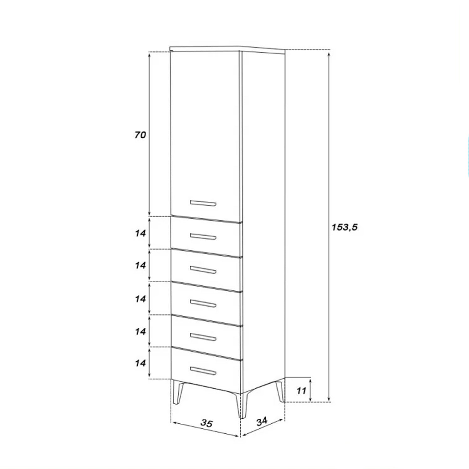 Colonna portasciugamani Cubi&Co serie Star 35x154x34 cm - Bianco lucido 2