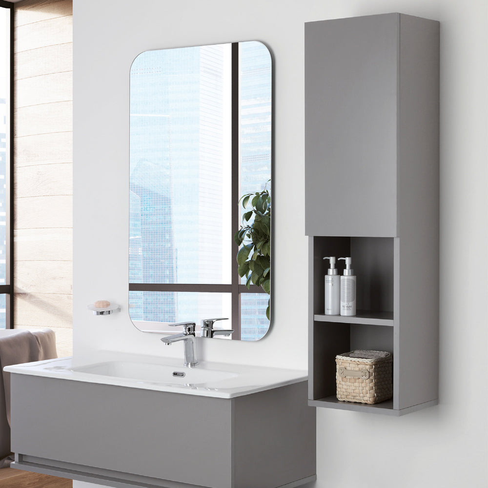Pensile bagno Cubi&Co serie Shade con anta a chiusura slow-motion e vani a giorno - Grigio 4