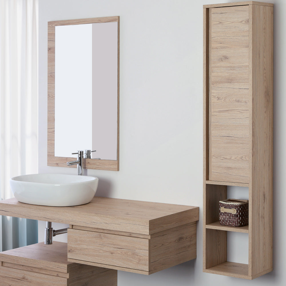 Pensile con anta e vani a giorno Cubi&Co serie Rack 30x115x25 cm â€“ Rovere Bordeaux