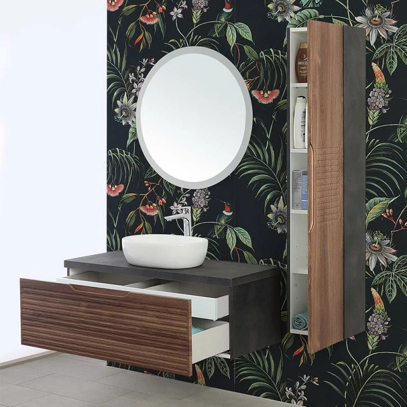 Pensile con anta Cubi&Co serie Mount 30x150x24 cm - Noce canaletto/ardesia 3