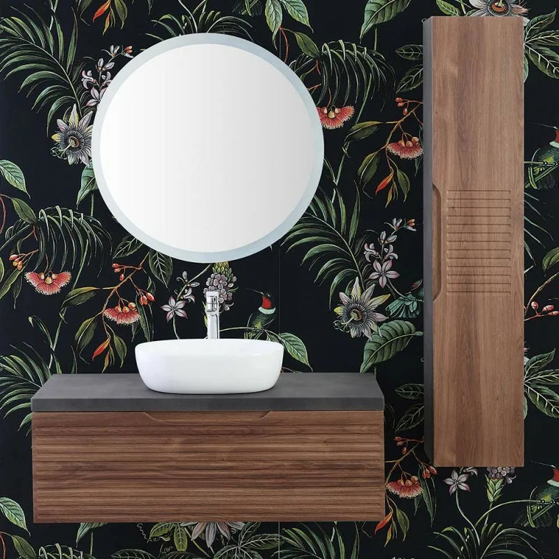 Pensile con anta Cubi&Co serie Mount 30x150x24 cm - Noce canaletto/ardesia 4