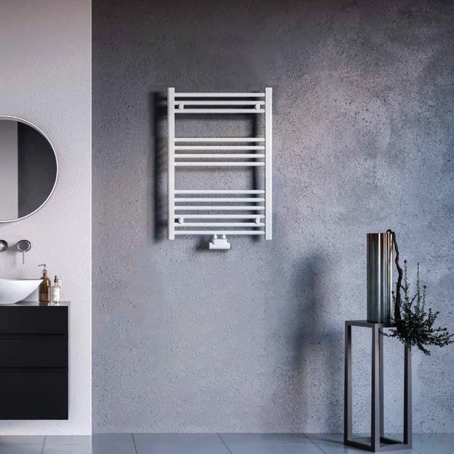 Termoarredo idraulico modello Bolzano 803x500 dritto con attacchi centrali 50 mm - Bianco by CeramicStore | Lo specialista del tuo bagno