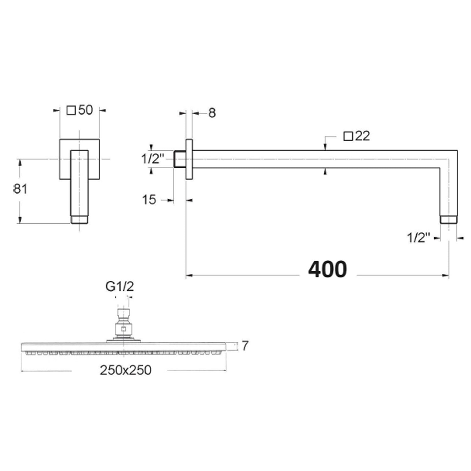  Kit doccia quadro serie TriaSix in acciaio 316 spazzolato by CeramicStore | Lo specialista del tuo bagno