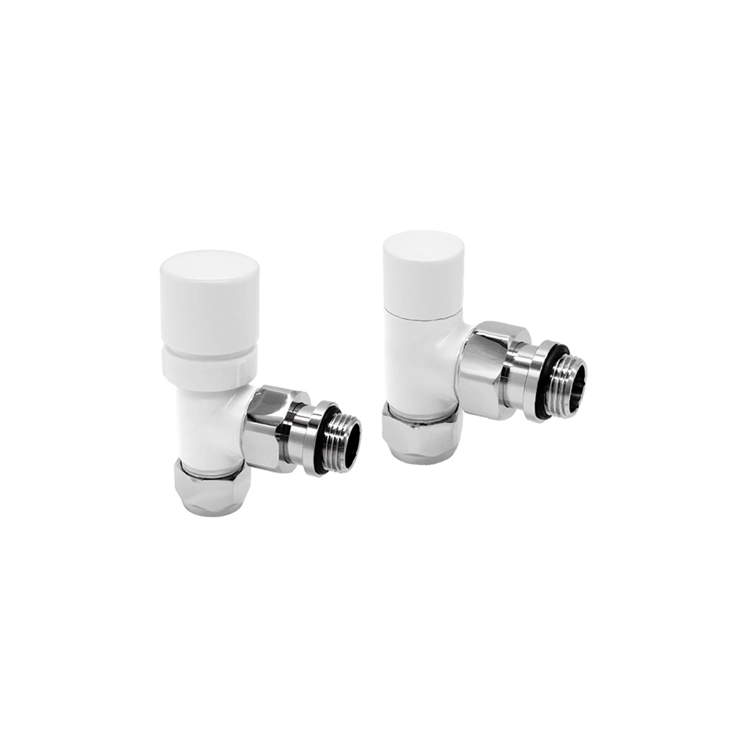 Coppia valvola termostatizzabile e detentore a squadra per connessioni standard 1/2" - Bianco by CeramicStore | Lo specialista del tuo bagno