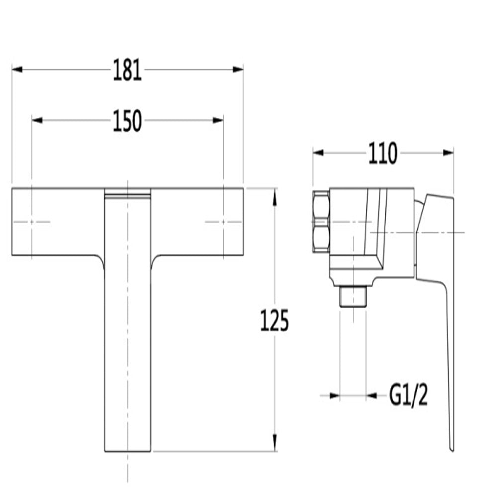 Kit miscelatore lavabo, bidet e doccia esterno RubiFlux serie Arkon con scarico clic-clac - Cromo 6