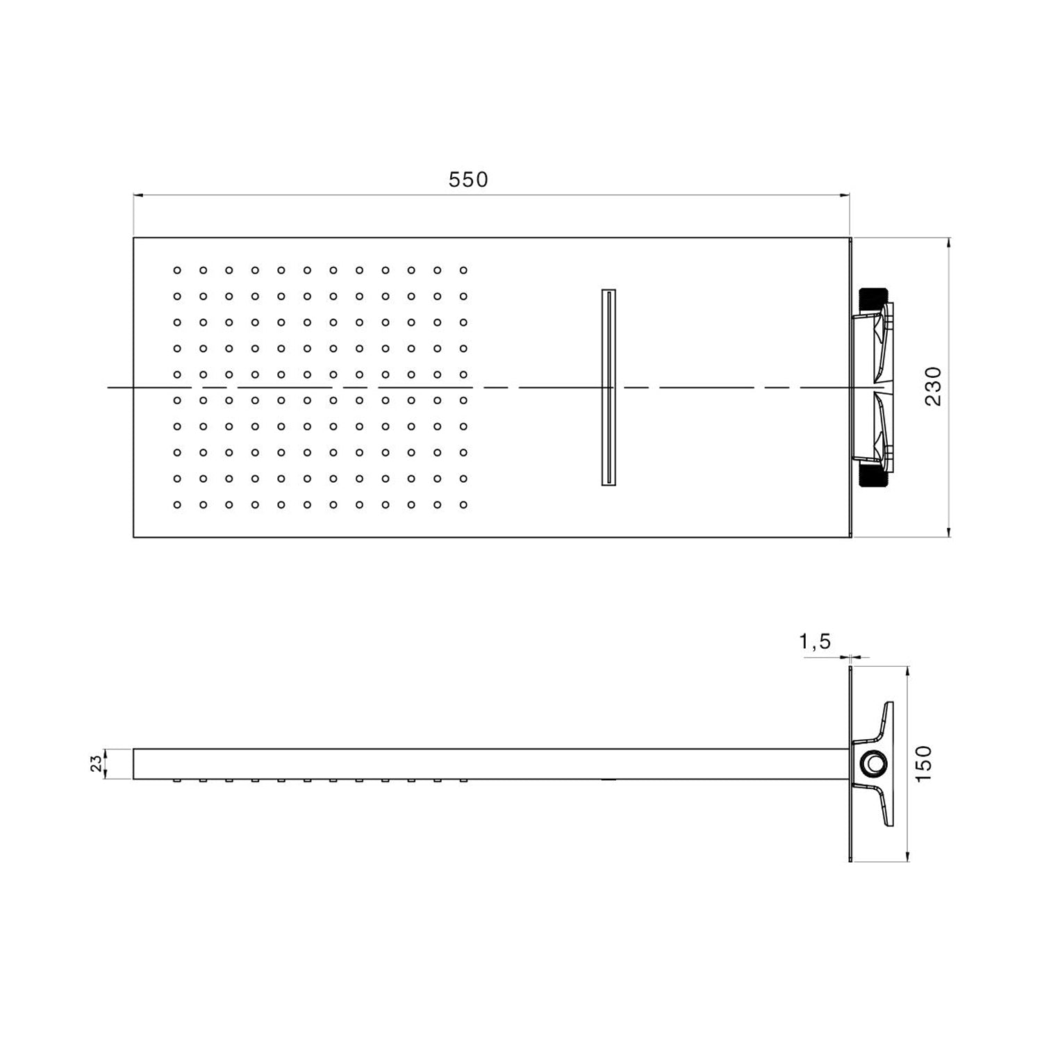  Soffione Helsinki 55x23cm in acciaio nero con 2 getti by CeramicStore | Lo specialista del tuo bagno